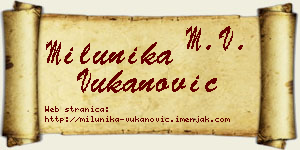 Milunika Vukanović vizit kartica